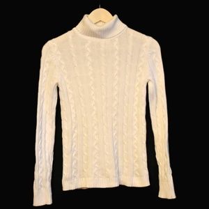 Preswick & Moore white cable knit sweater cotton